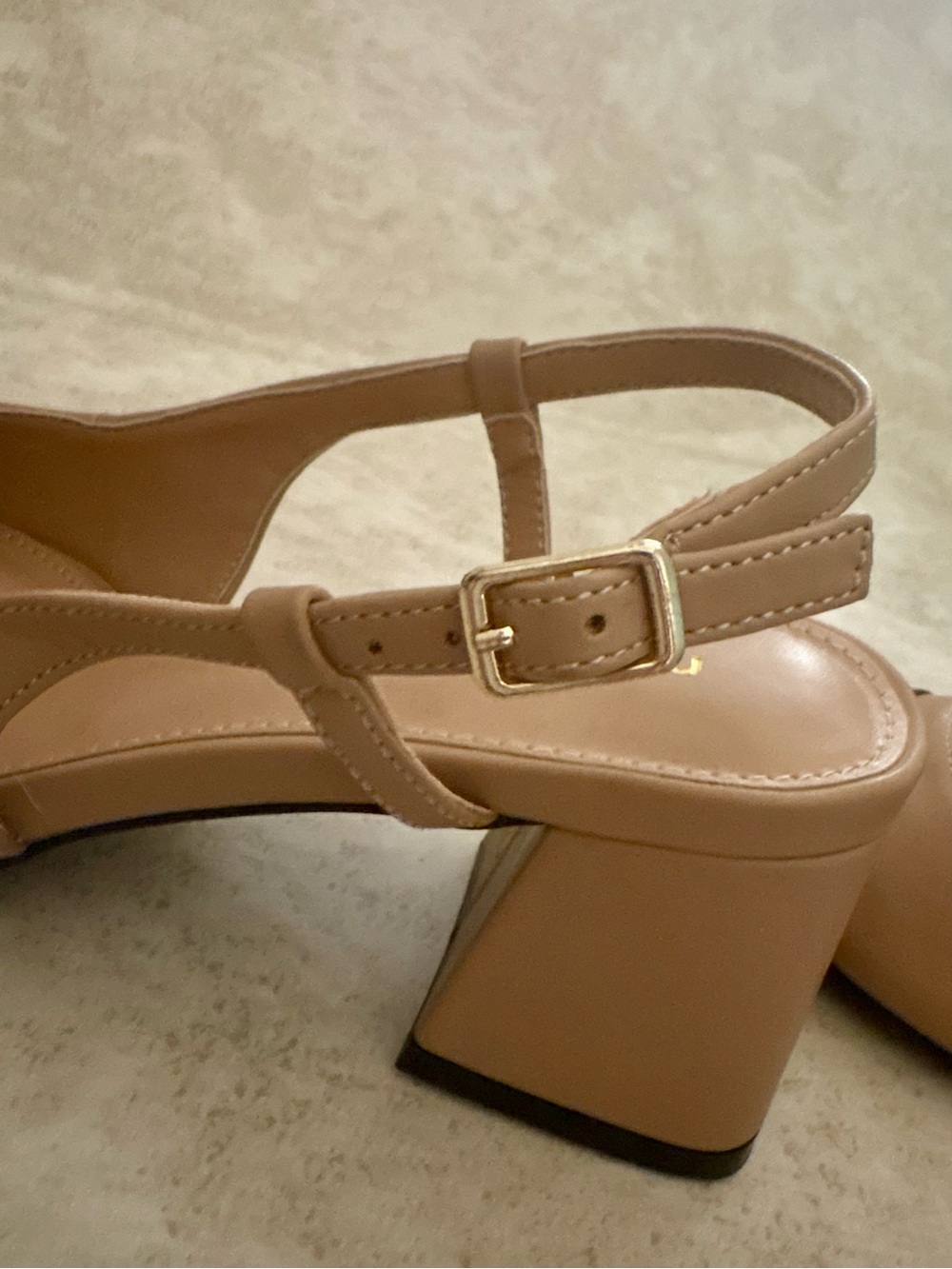 Madden Girl Two-Tone Slingback Block Heel in Beige and Black - Picture 5 of 6